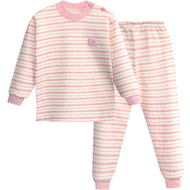 Dječji pamuk termo set s prugastim gornjim dijelom i dugim hlačama, unisex, proljeće-jesen