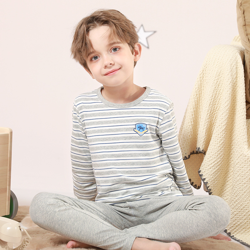 Inborn dječji pamučni set donjeg rublja za dječake, gornji dio s okruglim izrezom, prugasti i crtani uzorak, upijanje vlage.