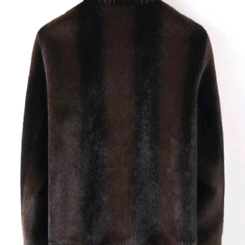 Ανδρικό μπουφάν γούνας με σχέδιο κεχριμπαριού, αμφίδρομο, φερμουάρ, χαλαρή γραμμή