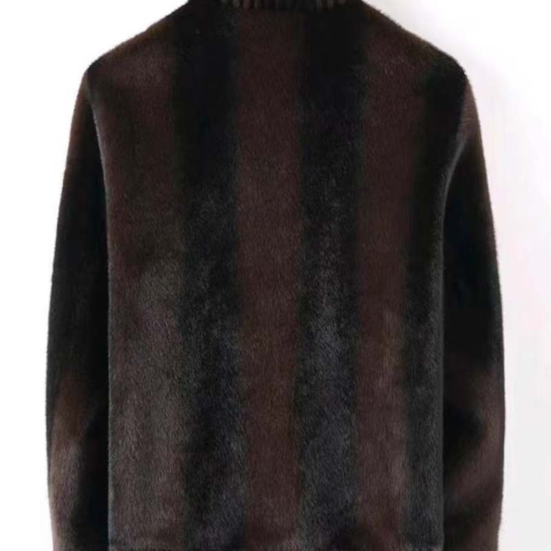 Ανδρικό μπουφάν γούνας με σχέδιο κεχριμπαριού, αμφίδρομο, φερμουάρ, χαλαρή γραμμή