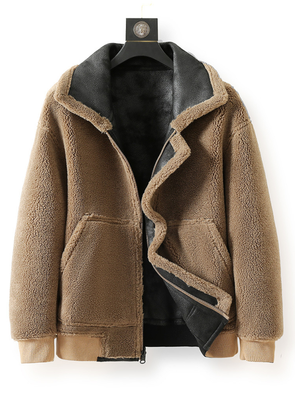 Αναστρέψιμο δερμάτινο μπουφάν με γούνα, φερμουάρ, επένδυση φλίς, γιακά τύπου σακάκι, φθινοπωρο 2025
