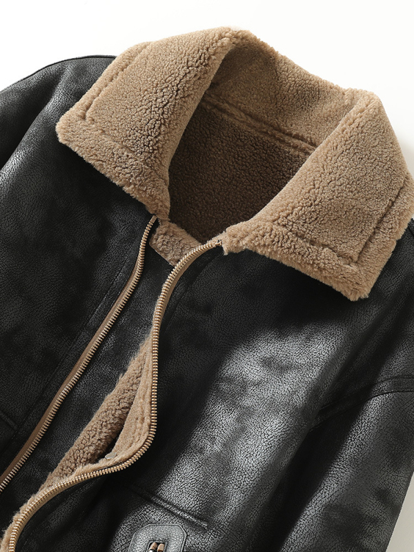 Αναστρέψιμο δερμάτινο μπουφάν με γούνα, φερμουάρ, επένδυση φλίς, γιακά τύπου σακάκι, φθινοπωρο 2025