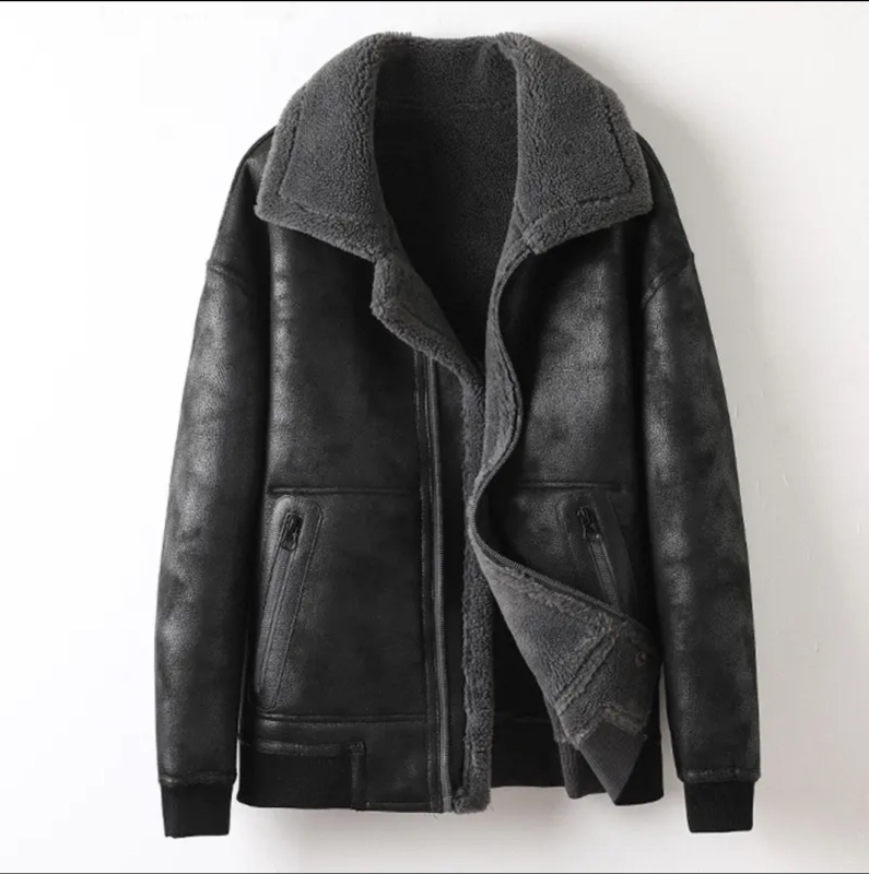 Αναστρέψιμο δερμάτινο μπουφάν με γούνα, φερμουάρ, επένδυση φλίς, γιακά τύπου σακάκι, φθινοπωρο 2025