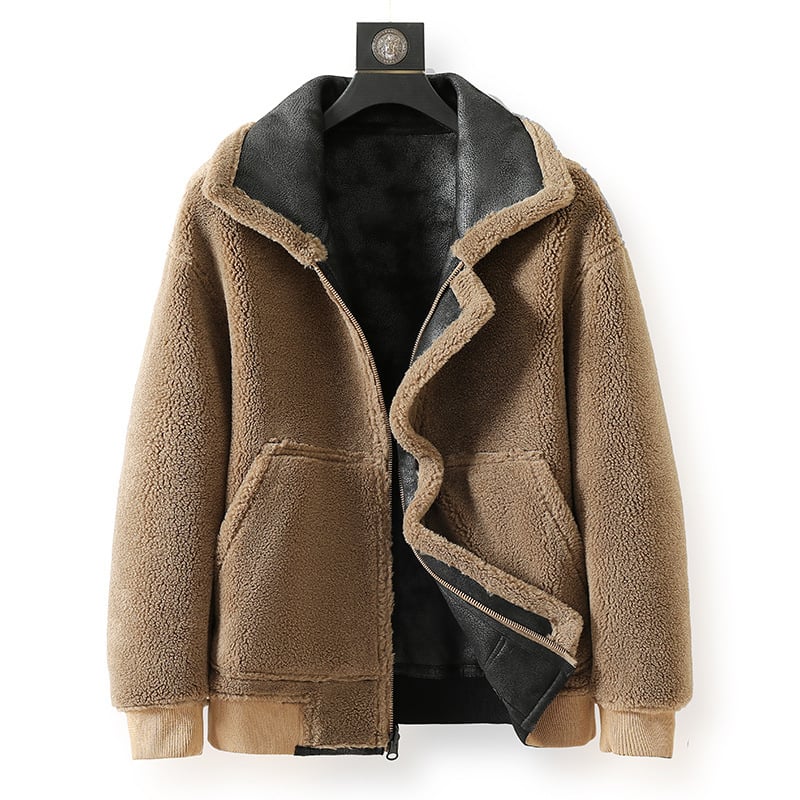 Αναστρέψιμο δερμάτινο μπουφάν με γούνα, φερμουάρ, επένδυση φλίς, γιακά τύπου σακάκι, φθινοπωρο 2025