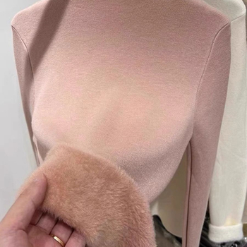 Džemper s kapuljom, rukavi u stilu princeze, poluvisoki ovratnik, Ice Silk tkanina, proljeće 2025