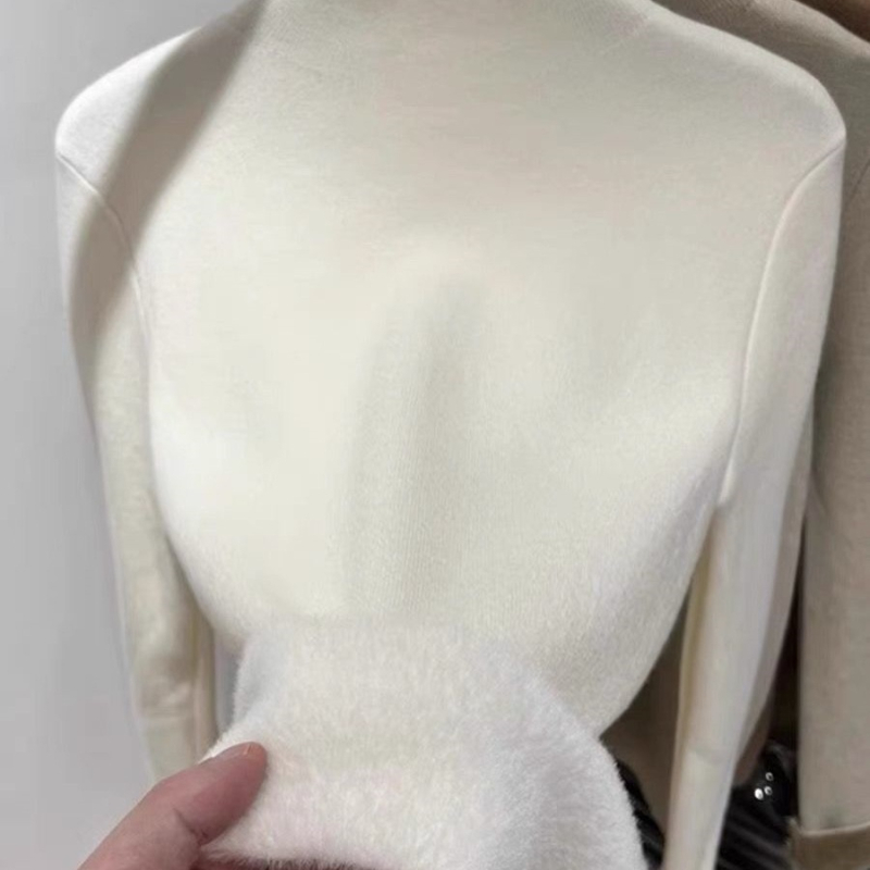 Džemper s kapuljom, rukavi u stilu princeze, poluvisoki ovratnik, Ice Silk tkanina, proljeće 2025