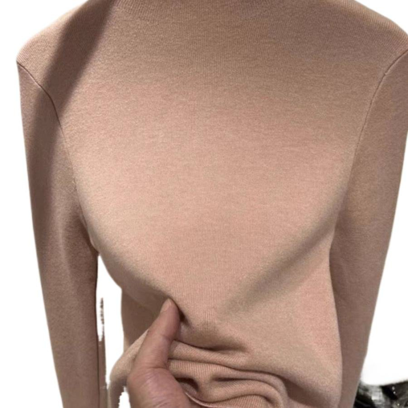 Džemper s kapuljom, rukavi u stilu princeze, poluvisoki ovratnik, Ice Silk tkanina, proljeće 2025