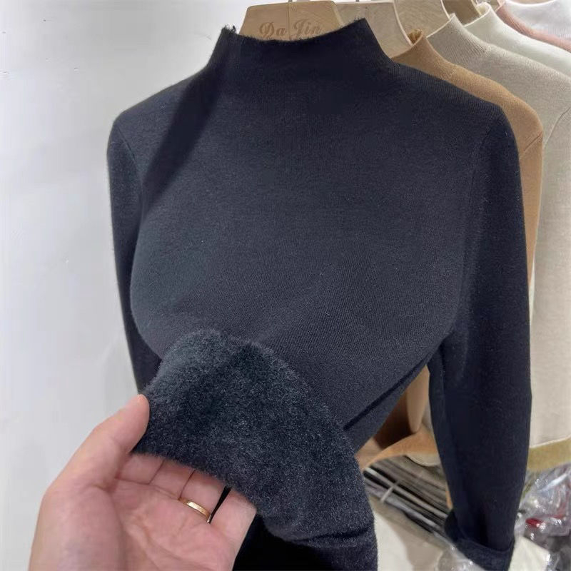 Džemper s kapuljom, rukavi u stilu princeze, poluvisoki ovratnik, Ice Silk tkanina, proljeće 2025