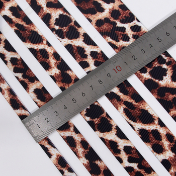 Ιμάντας πολυεστέρα με λεοπάρ принτ για αξεσουάρ μαλλιών – Υλικό DIY για φιόγκο και βραχιόλι, επίπεδη λωρίδα, μήκος 100 εκ