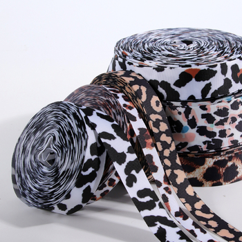 Ιμάντας πολυεστέρα με λεοπάρ принτ για αξεσουάρ μαλλιών – Υλικό DIY για φιόγκο και βραχιόλι, επίπεδη λωρίδα, μήκος 100 εκ