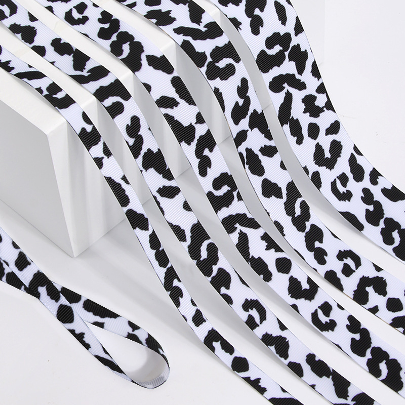 Ιμάντας πολυεστέρα με λεοπάρ принτ για αξεσουάρ μαλλιών – Υλικό DIY για φιόγκο και βραχιόλι, επίπεδη λωρίδα, μήκος 100 εκ