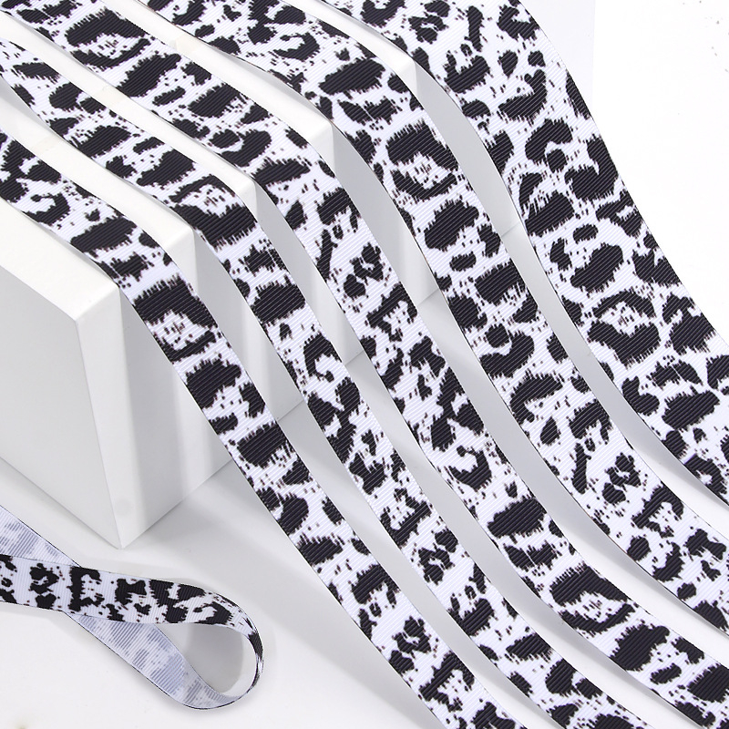 Ιμάντας πολυεστέρα με λεοπάρ принτ για αξεσουάρ μαλλιών – Υλικό DIY για φιόγκο και βραχιόλι, επίπεδη λωρίδα, μήκος 100 εκ