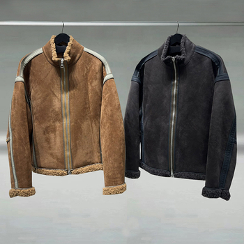 Ανδρικό παλτό από συνθετική γούνα, μεσαίου μήκους, χαλαρή γραμμή, στάσιμος γιακάς, φερμουάρ