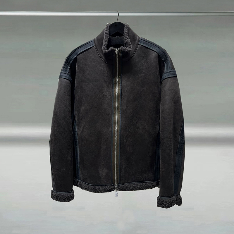 Ανδρικό παλτό από συνθετική γούνα, μεσαίου μήκους, χαλαρή γραμμή, στάσιμος γιακάς, φερμουάρ