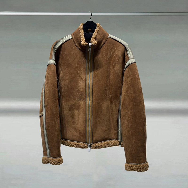 Ανδρικό παλτό από συνθετική γούνα, μεσαίου μήκους, χαλαρή γραμμή, στάσιμος γιακάς, φερμουάρ