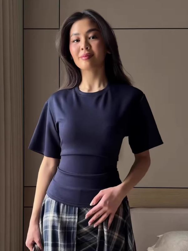 Ženska majica T-shirt od pamuka 95%+, okrugli izrez, kratki rukavi, regularna duljina, elegantan uredski stil