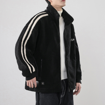 Muška jakna u etničkom stilu, stojeći ovratnik, zatvarač, debeli poliester, slobodan kroj