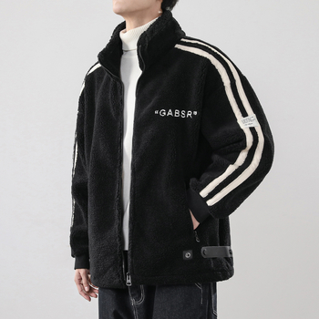 Muška jakna u etničkom stilu, stojeći ovratnik, zatvarač, debeli poliester, slobodan kroj