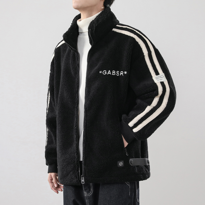 Muška jakna u etničkom stilu, stojeći ovratnik, zatvarač, debeli poliester, slobodan kroj