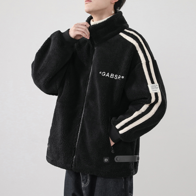 Muška jakna u etničkom stilu, stojeći ovratnik, zatvarač, debeli poliester, slobodan kroj