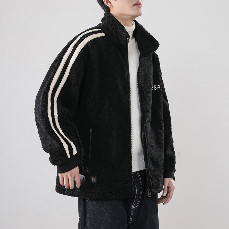 Muška jakna u etničkom stilu, stojeći ovratnik, zatvarač, debeli poliester, slobodan kroj