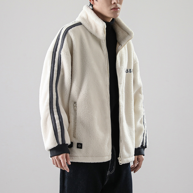 Muška jakna u etničkom stilu, stojeći ovratnik, zatvarač, debeli poliester, slobodan kroj