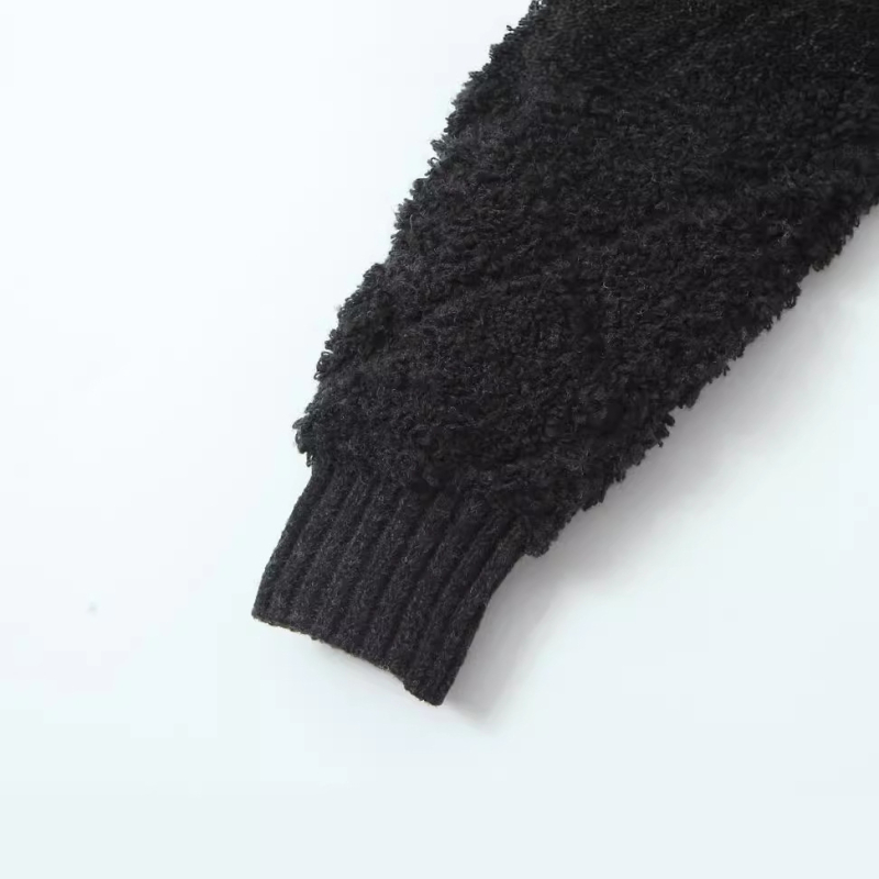 Pleten kardigan sa zatvaračem, stojeći ovratnik, dugi rukavi, ulični hipster stil, glavni materijal: spandeks (<30% sadržaja)