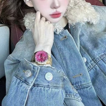 Džínové sako pre ženy - krátky strih, voľný strih, podšívka z umelej kožušiny, golier s odklopným lemom, jeseň 2025 (5208)