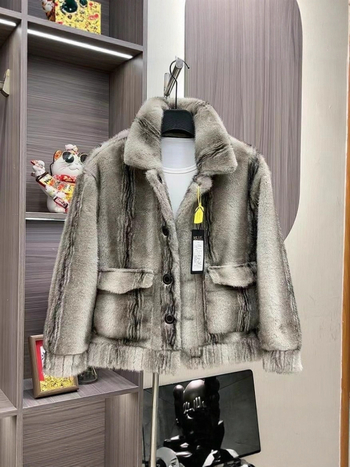 Ανδρικό διπλής όψης χειμωνιάτικο παλτό από τεχνητή γούνα νορκας, γιακάς με πέτο, κλείσιμο μονόμπροχο, vintage στυλ