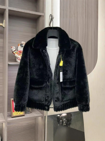 Ανδρικό διπλής όψης χειμωνιάτικο παλτό από τεχνητή γούνα νορκας, γιακάς με πέτο, κλείσιμο μονόμπροχο, vintage στυλ