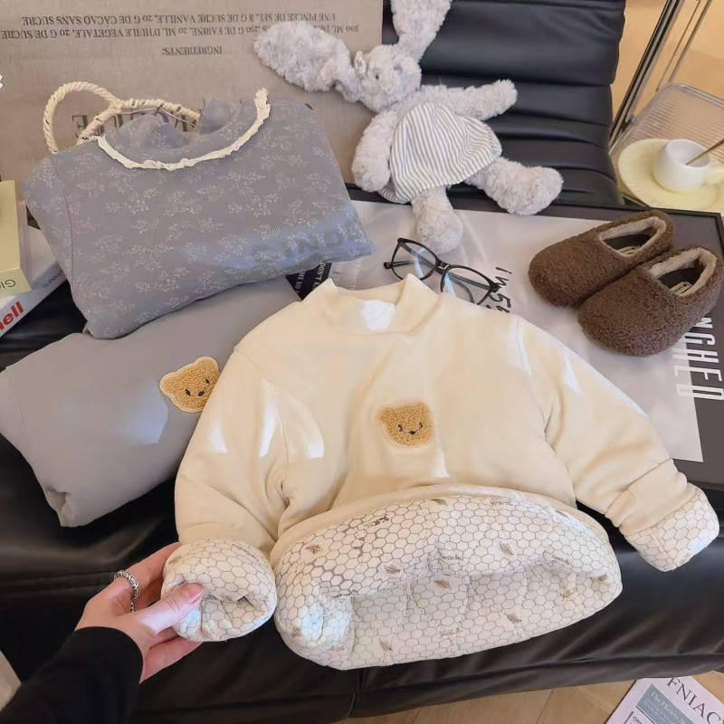 Dječja termo majica za jesen-zimu, s fleec podstavom, trostruka izolacija, okrugli ovratnik, unisex, za djecu 3–8 godina