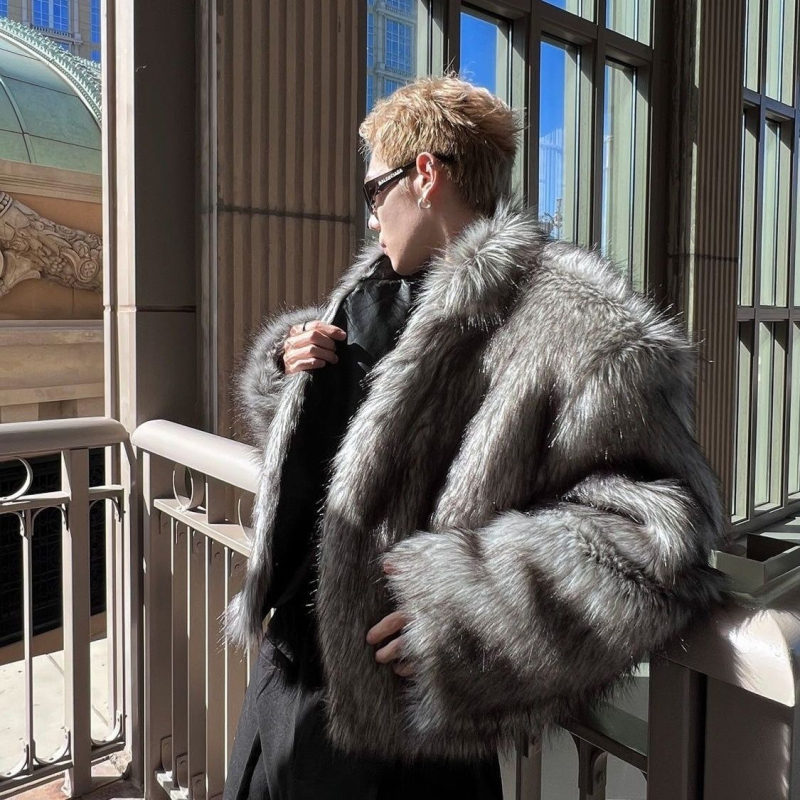 Αντρικό παλτό από τεχνητή γούνα αλεπούς, κορεάτικό στυλ, πέτο γιακά, κανονικού μήκους 50–65 εκ