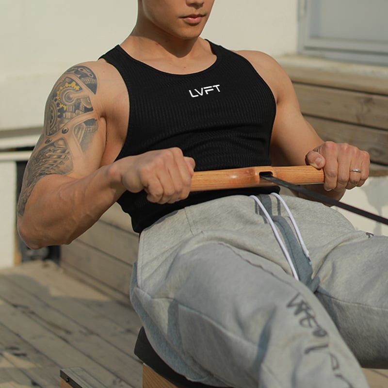 Мъжки спортен жилет за фитнес с буквен модел, 100% спандекс, влагоотвеждаща материя, за възрастни мъже