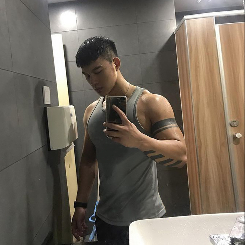 Мъжки спортен жилет за фитнес с буквен модел, 100% спандекс, влагоотвеждаща материя, за възрастни мъже