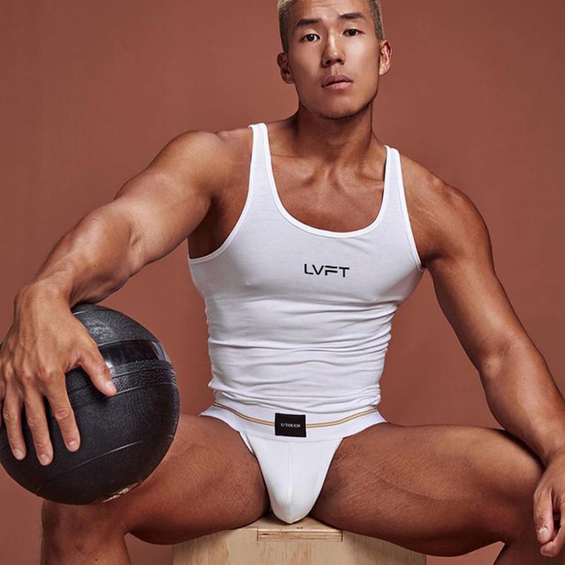 Мъжки спортен жилет за фитнес с буквен модел, 100% спандекс, влагоотвеждаща материя, за възрастни мъже