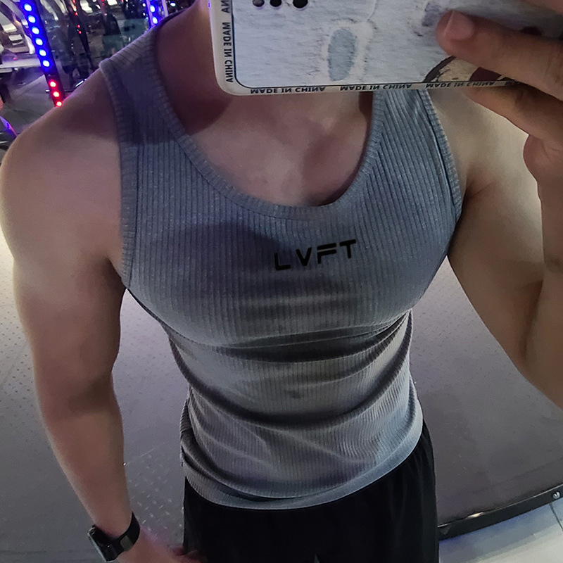 Мъжки спортен жилет за фитнес с буквен модел, 100% спандекс, влагоотвеждаща материя, за възрастни мъже