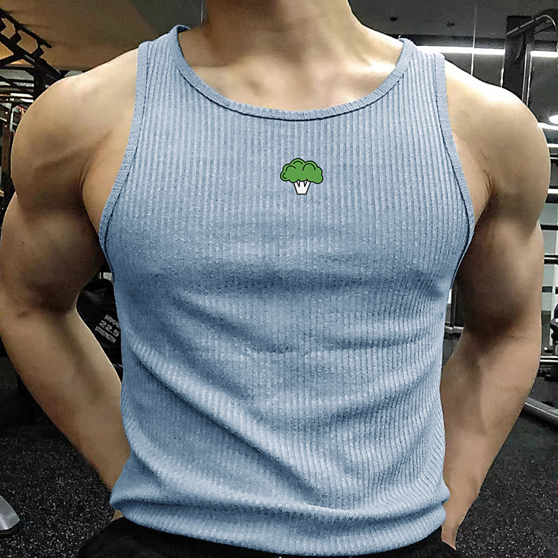 Мъжки спортен жилет за фитнес с буквен модел, 100% спандекс, влагоотвеждаща материя, за възрастни мъже