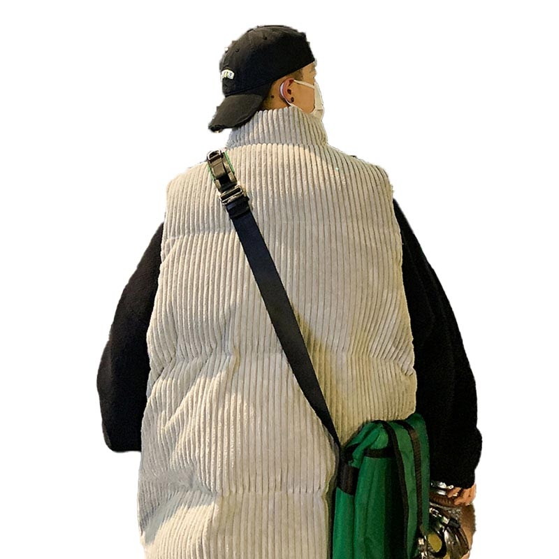 Muška corduroy pamučna vesta, bez rukava, stojeći ovratnik, debeli materijal, poliester punilo, poliester podstava