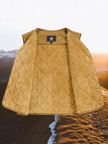 Prilagođena muška fleece jakna za jesen-zimu s unutarnjom fleece podstavom, ležerni stil, bez rukava prsluk s V-izrezom, plus veličina