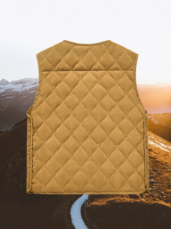 Prilagođena muška fleece jakna za jesen-zimu s unutarnjom fleece podstavom, ležerni stil, bez rukava prsluk s V-izrezom, plus veličina