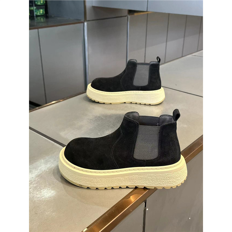 Muške Chelsea čizme s fleece-om za toplinu, gornji materijal: super fiber, potplat: guma, unutarnji sloj: svinjska koža, vulkanizirana potplata, jesen 2025