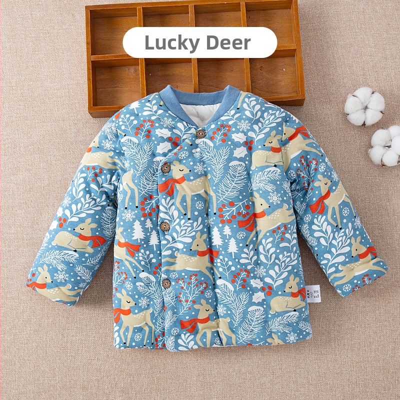 Детско памучно палто без качулка, унисекс, стил корейски, зимно; пълнеж памук ≥96%, подплата 100% памук, основен материал 100% памук