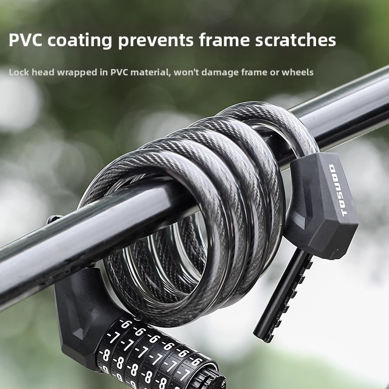 Κλειδαριά ποδηλάτου με συνδυασμό 6 ψηφίων, σώμα από ψευδάργυρο, θήκη από PVC δέρμα, φορητή για ορεινά ποδήλατα
