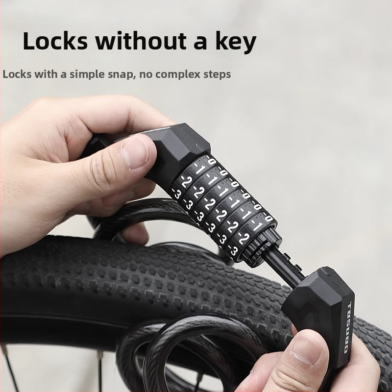 Κλειδαριά ποδηλάτου με συνδυασμό 6 ψηφίων, σώμα από ψευδάργυρο, θήκη από PVC δέρμα, φορητή για ορεινά ποδήλατα