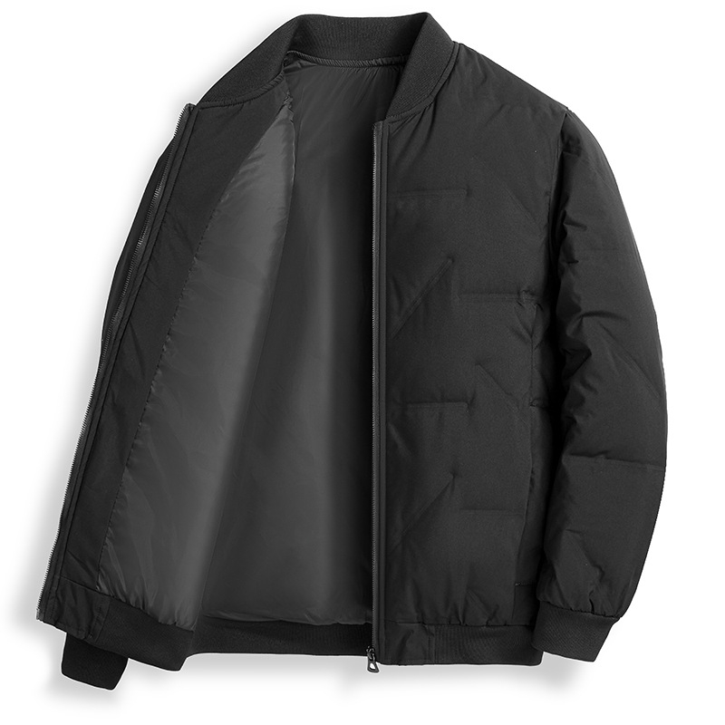 Muška zimska jakna s kapuljom, slim fit, zatvarač, jednobojna, punjenje od patkinog perja, 65 punjenje, kašmir 46–50%, vanjski i podstavni materijal od poliestera