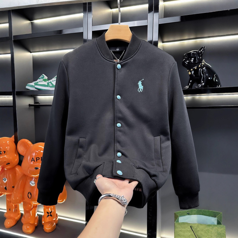 Muška baseball jakna sa stojećim ovratnikom, s izvezenim motivom, slim fit, debela Vinylon-Lycra tkanina, plus veličina