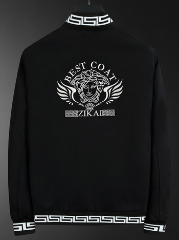 Muška jakna s izvezenim detaljima – korejski stil, zatvarač, uski kroj, dugi rukavi, poliester materijal