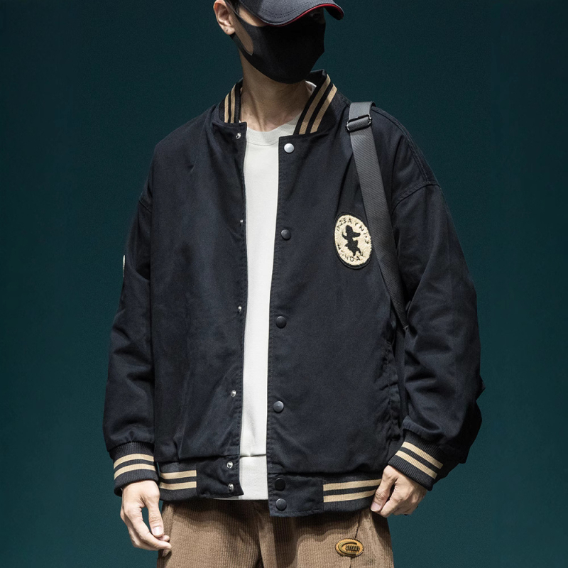 Muška bomber jakna s kapuljačom - 100% pamuk, jednodijelno zatvaranje gumbima, bočni džepovi, rebrasti rub