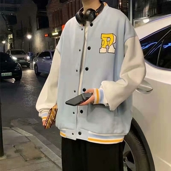 Jakna s printom, opuštena silueta, stojeći ovratnik, dugi rukavi, mješavina pamuka i poliestera