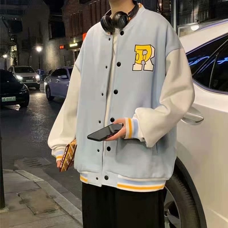 Jakna s printom, opuštena silueta, stojeći ovratnik, dugi rukavi, mješavina pamuka i poliestera